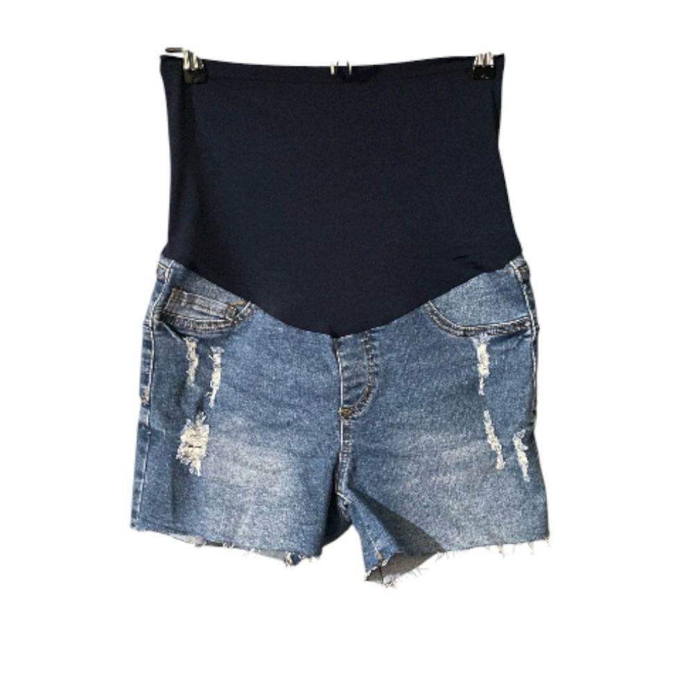 Song Trendy Curvy Blue Denim Maternity Shorts